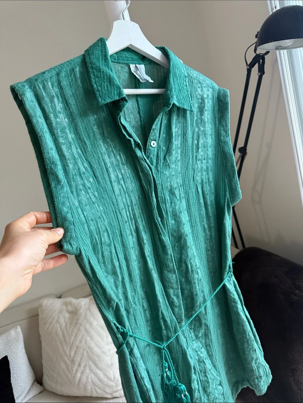 Isabella Rose Green Sleeveless Tie-Waist Romper Swim‎ Beach Cover boho style